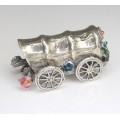 miniatura din argint " Car cu flori ". cloisonne. atelier italian